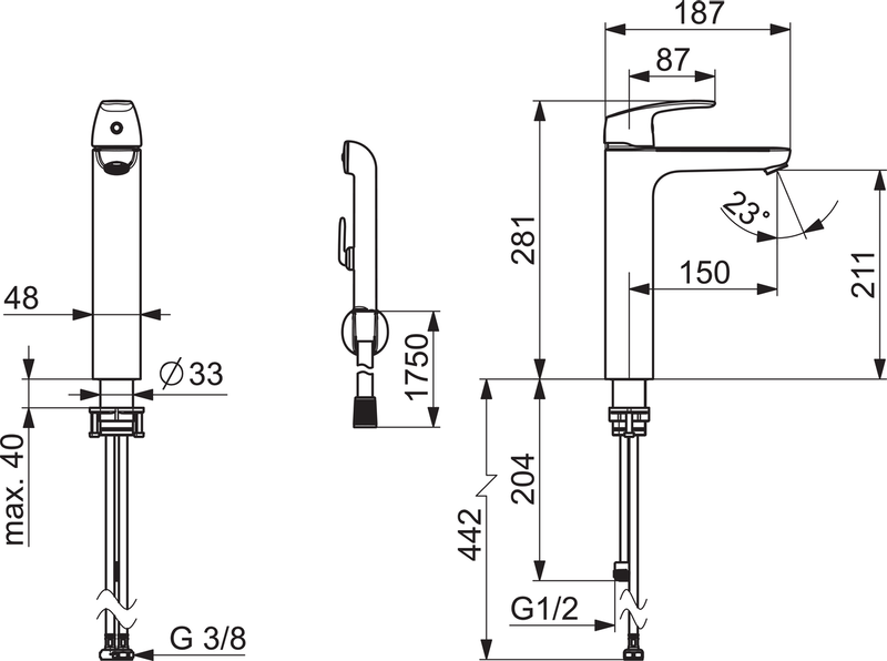 Pesuallashana Oras Safira 1002F-33 bide korkea Musta