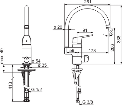 Keittiöhana Oras Vega PKV Musta 1839FG-33